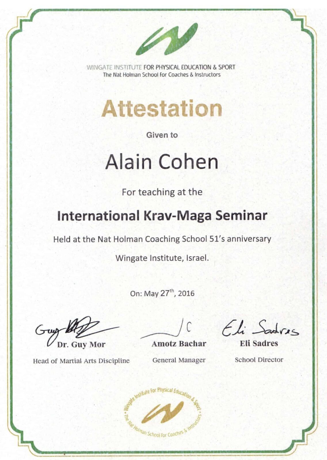 wingate institute attestation seminar